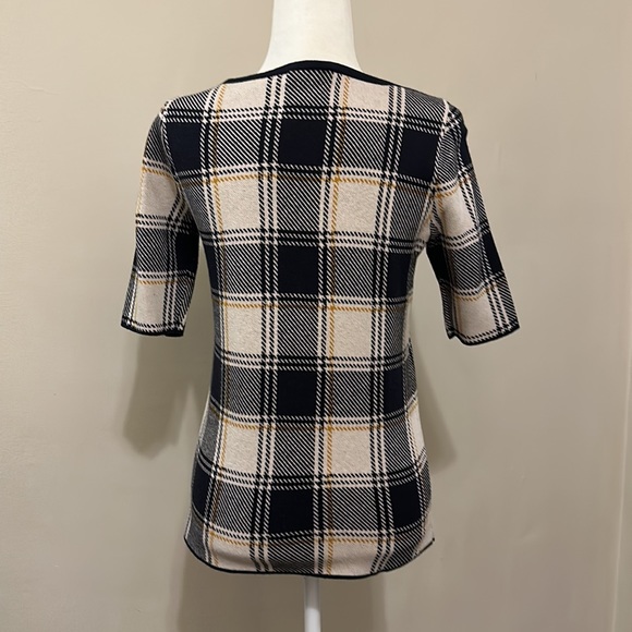 Half sleeve ann taylor plaid designer style sweater size small - Picture 4 of 6